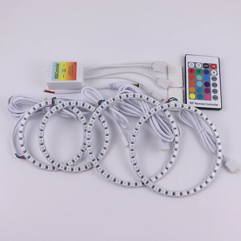 Latest Headlight Multi-color RGB LED Angel Eyes Halo Ring Eye DRL RF Remote Control for BMW 3 Series E46 2004 -2006 Accessories |