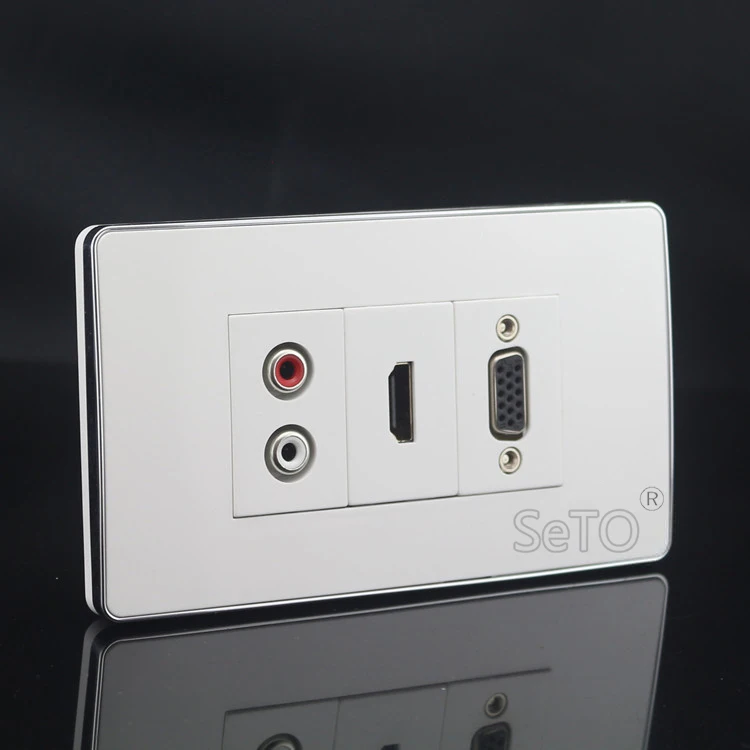 SeTo 120 тип один порт красный и белый аудио + HDMI VGA Панель настенная панель Разъем