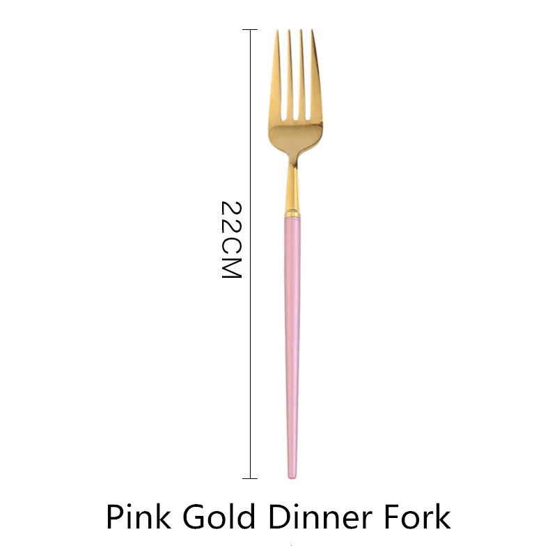 Pink Gold Fork 1 шт. столовый набор столовых приборов, ножи, вилки, ложки, Западная кухня, столовая посуда из нержавеющей стали, домашние вечерние столовые приборы, набор посуды - Цвет: Pink Gold Fork