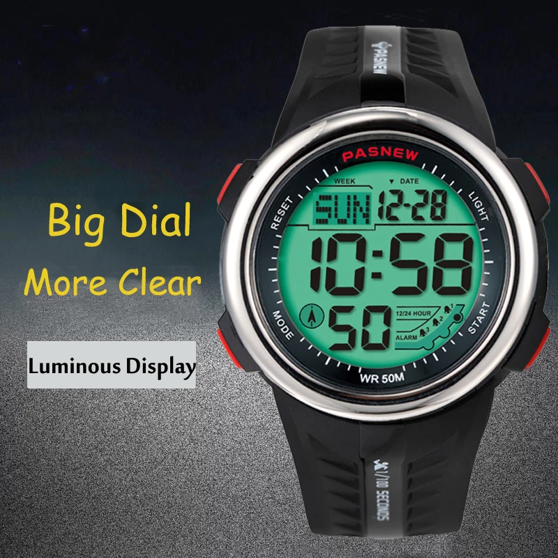 PASNEW часы мужские профессиональные спортивные модные светодиодные цифровые