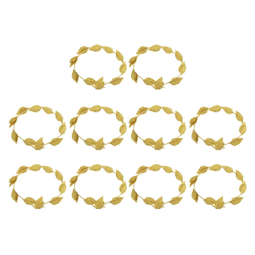 

10 pcs Laurel Wreath Roman Greek Goddess Gold Leaf Headband Beach Wedding Parties Photo Props Leaves Headband Accessories