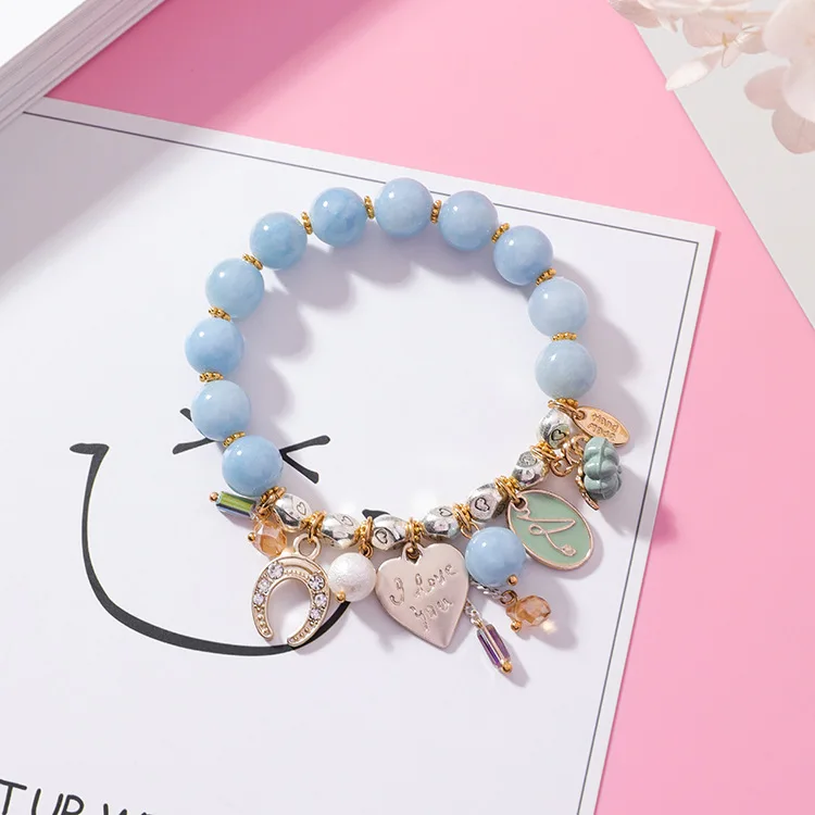 Женский браслет с подвеской корейский модный милый кристаллами из бусин и