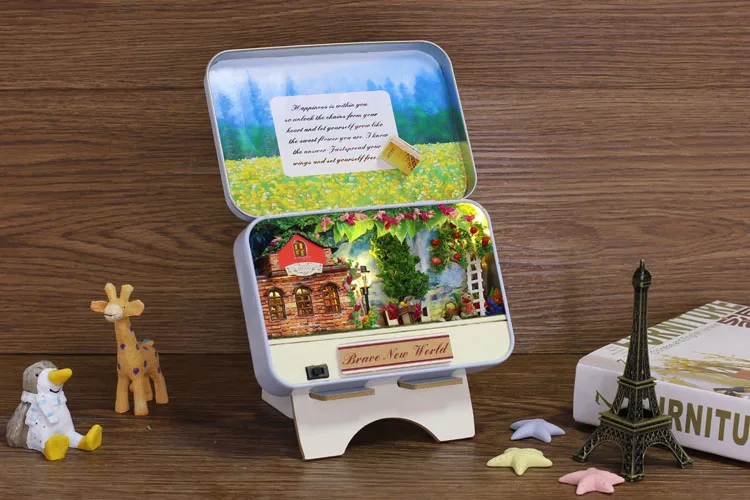 Красивая весенняя 3D деревянная DIY коробка ручной работы театр кукольный домик миниатюрная шкатулка милый Миниатюрный Кукольный дом собрать наборы подарочные игрушки для девочек