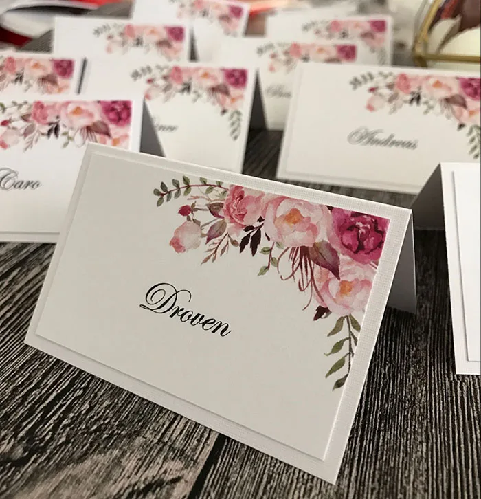 Floral Fold Place Card for Wedding | Дом и сад