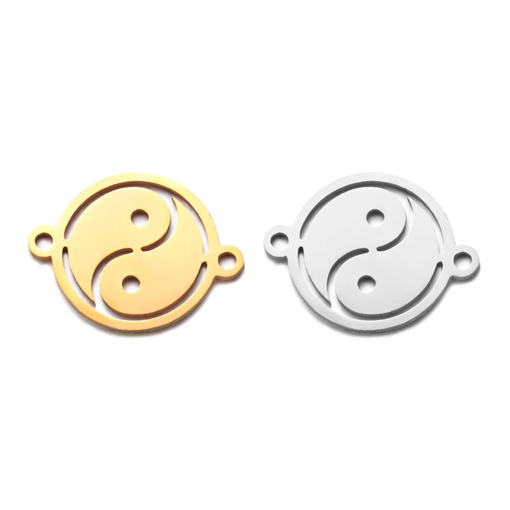 Шармы Taiji Ying and Yang из нержавеющей стали с двумя отверстиями аксессуары для