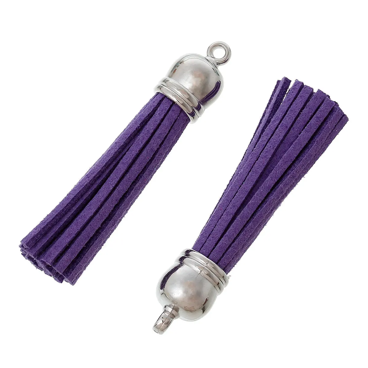 8SEASONS Velvet Pendants Tassel Silver Tone Purple 6cm x1.2cm(2 3/8&quotx4/8&quot) 20 PCs | Украшения и аксессуары