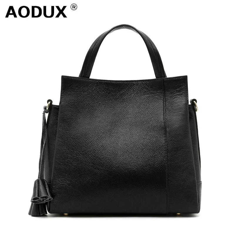 Aodux 2017 New 100% Top Layer Genuine Cow Leather Women Shopping Handbags Classic Deign Tote Shoulder Crossbody Messenger Bags | Багаж и