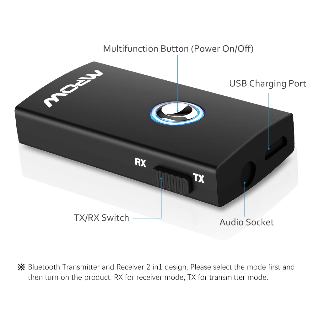 Mpow Streambot 2-в-1 Bluetooth приемник и передатчик 3 5 мм аудио адаптер музыкальный ресивер