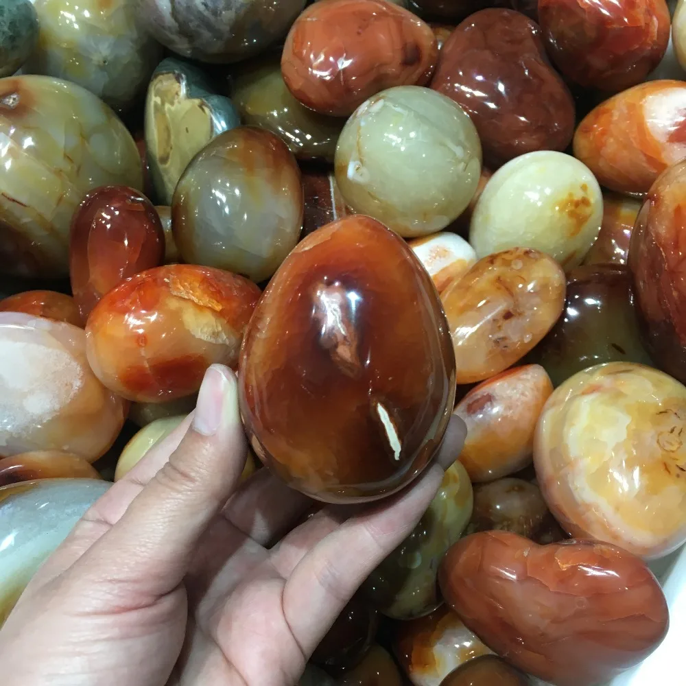 Natural Red Carnelian Geode Crystal Quartz Agate Egg Polished Specimen Stone | Дом и сад