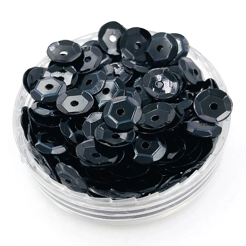 Black Новая 10 г/250 г/500 г 6 мм круглая форма ПВХ вогнутой формы с отверстием пришить блестки ремесла свадебные украшения, аксессуары - Цвет: Black