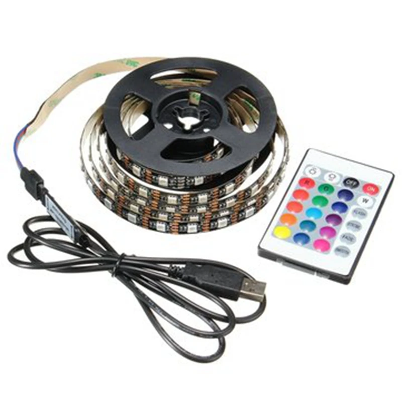 5V 5050 60SMD/M RGB Светодиодные полосы света бар ТВ ПОДСВЕТКА комплект + USB пульт