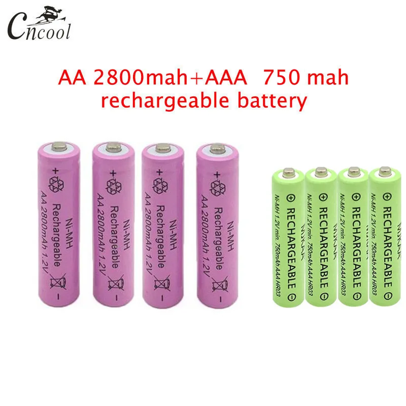 20 шт AA 2800mAh Ni MH аккумуляторы + AAA 750mAh Аккумуляторы|Перезаряжаемые батареи| |