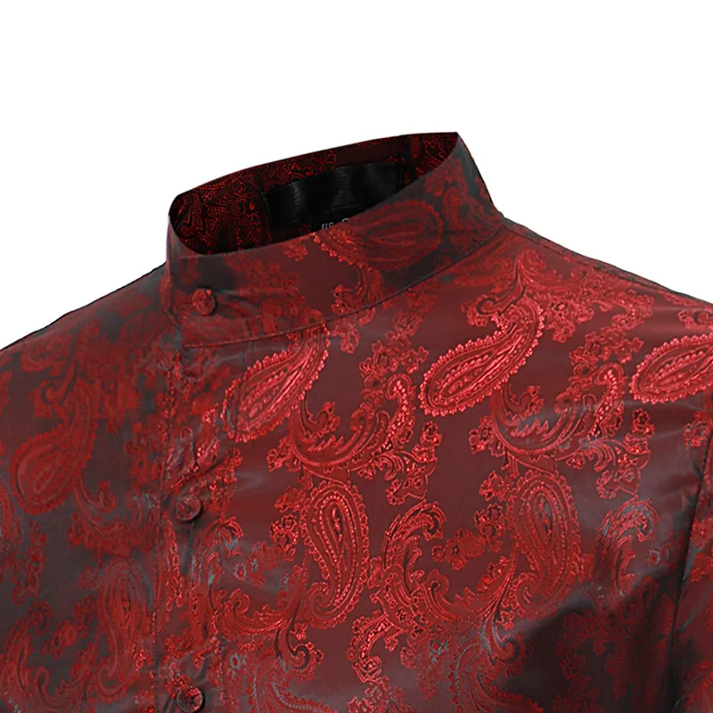 

Mens Paisley Floral Wedding Tuxedo Dress Shirts 2018 Brand Obique Button Slim Irregular Hem Shirt Men Dinner Prom Chemise Homme