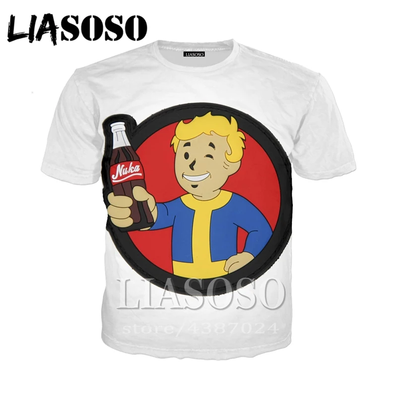 LIASOSO, новая игра, Fallout 4, 3d принт, футболка, мужская, женская, футболка, повседневная, короткий рукав, Harajuku, хип-хоп, футболки, топы, крутая футболка td451