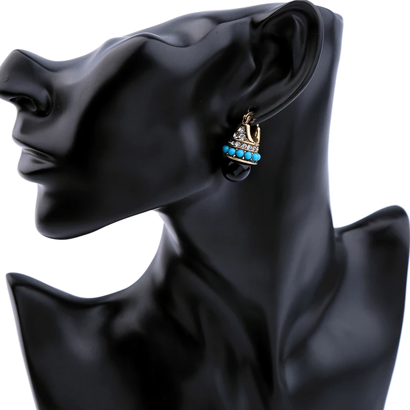 Оптовая цена модные женские большие черные серьги массивные циркониевые с