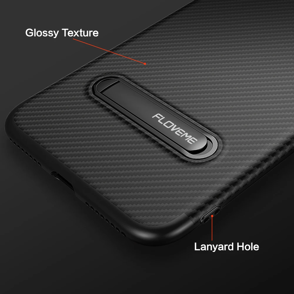 FLOVEME Luxury Holder Case For iPhone 6 6s Plus Carbo Fibre Back Cover 7 8 X Full Protective Phone Capinhas |