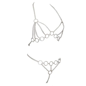 Женское сексуальное нижнее белье, комплект с металлической цепочкой, сексуальные костюмы, открытый бюстгальтер, нижнее белье, Fantasia, Холтер, Dessous, фут Экзотика, одежда