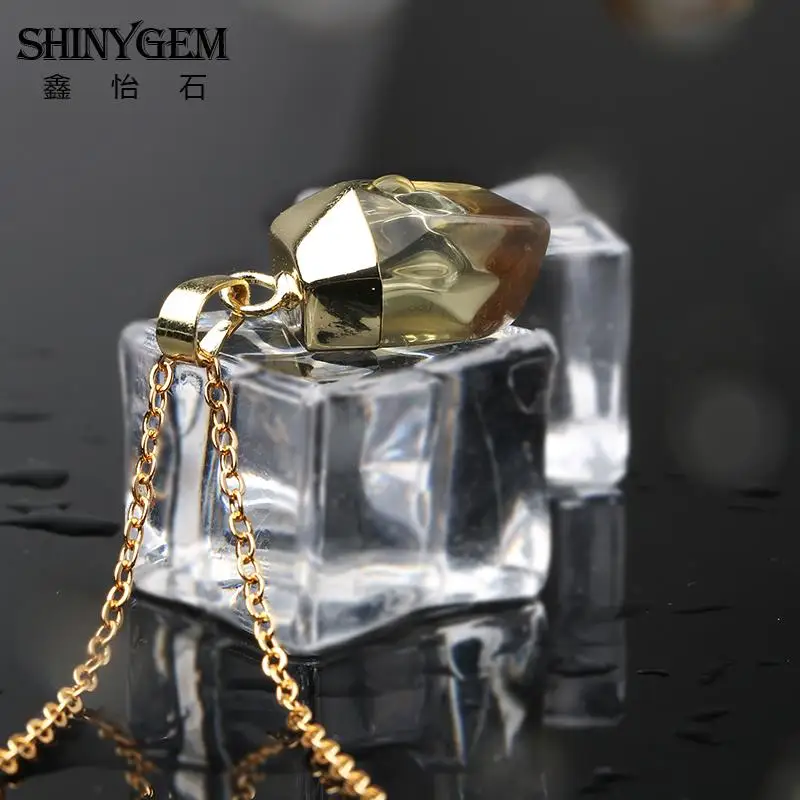 ShinyGem золотое покрытие кулон с цитринами ожерелья прозрачный желтый кварц