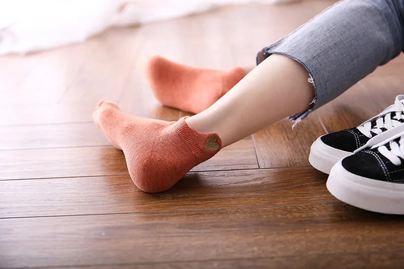 Fashion Socks Woman New Spring 1 Pair Ankle Socks Girls Cotton Color Novelty Women Fashion Cute Heart Casual Socks Lady
