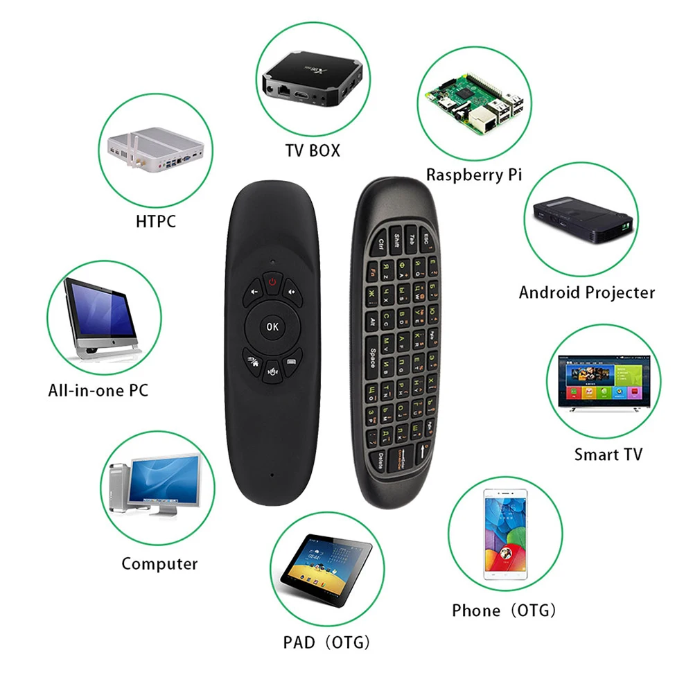 Беспроводная Русская мини-клавиатура G64 Air Remote Mouse 2 4G с Android TV Control Fly для box |