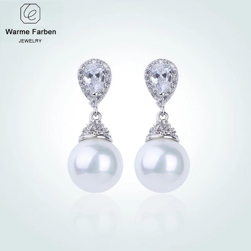 Серебряные 925 серьги для женщин с кристаллами от Swarovski элегантные жемчужные Висячие серьги Модные ювелирные изделия серьги для свадебного подарка воротник