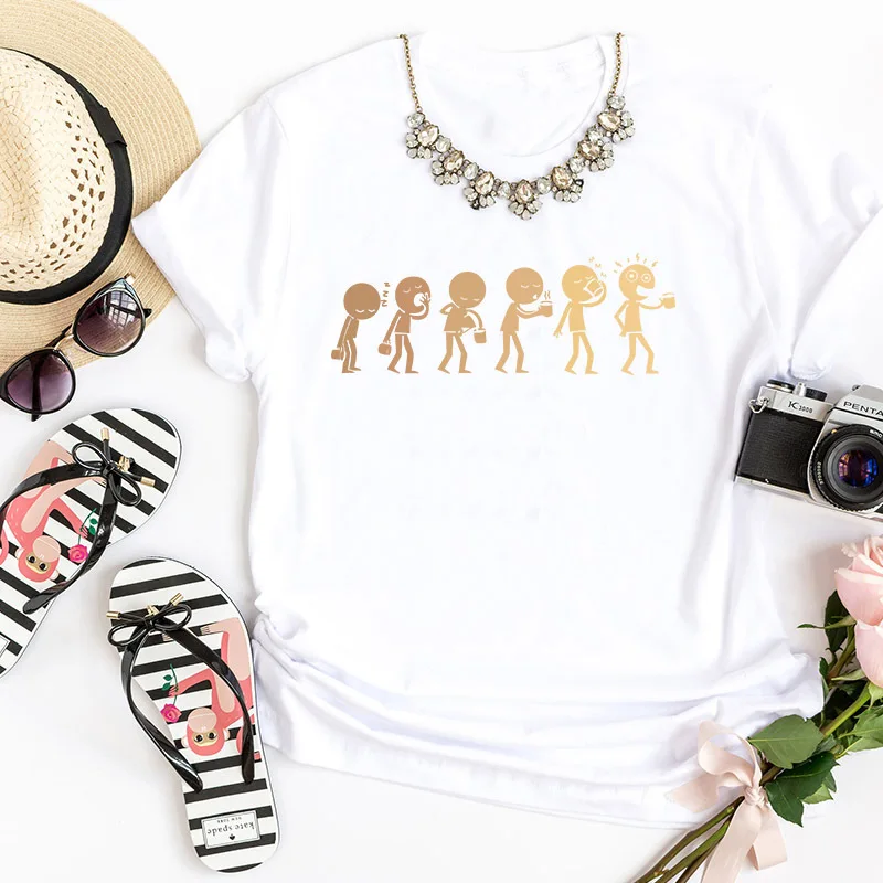 Футболка женская с забавным мультяшным принтом Модный повседневный топ коротким