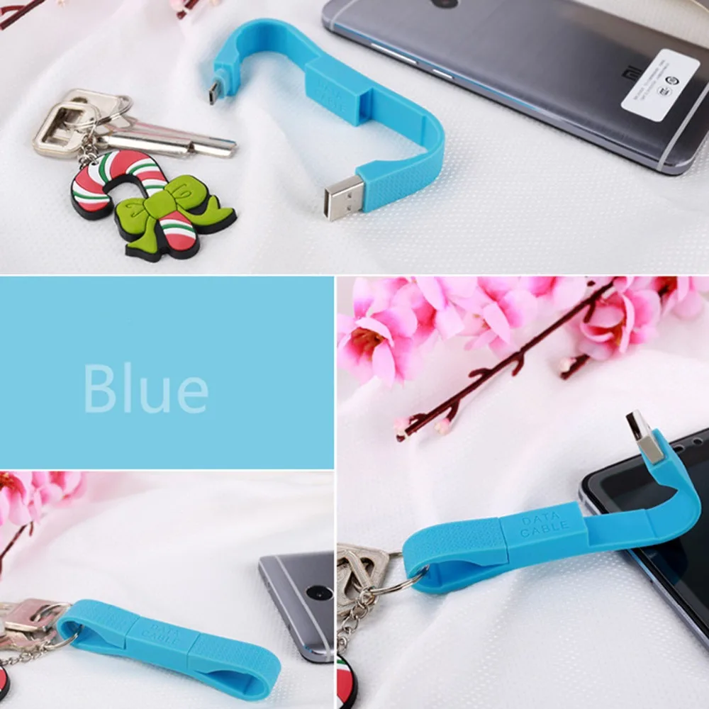 Гибкий короткий мини микро USB кабель Брелок Зарядное устройство Синхронизация
