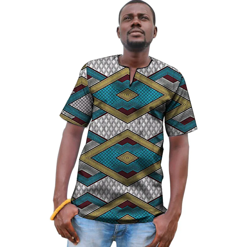 

African men's tops v-neck African shirt summer men dashiki fashion Ankara prints short sleeve African man outfit