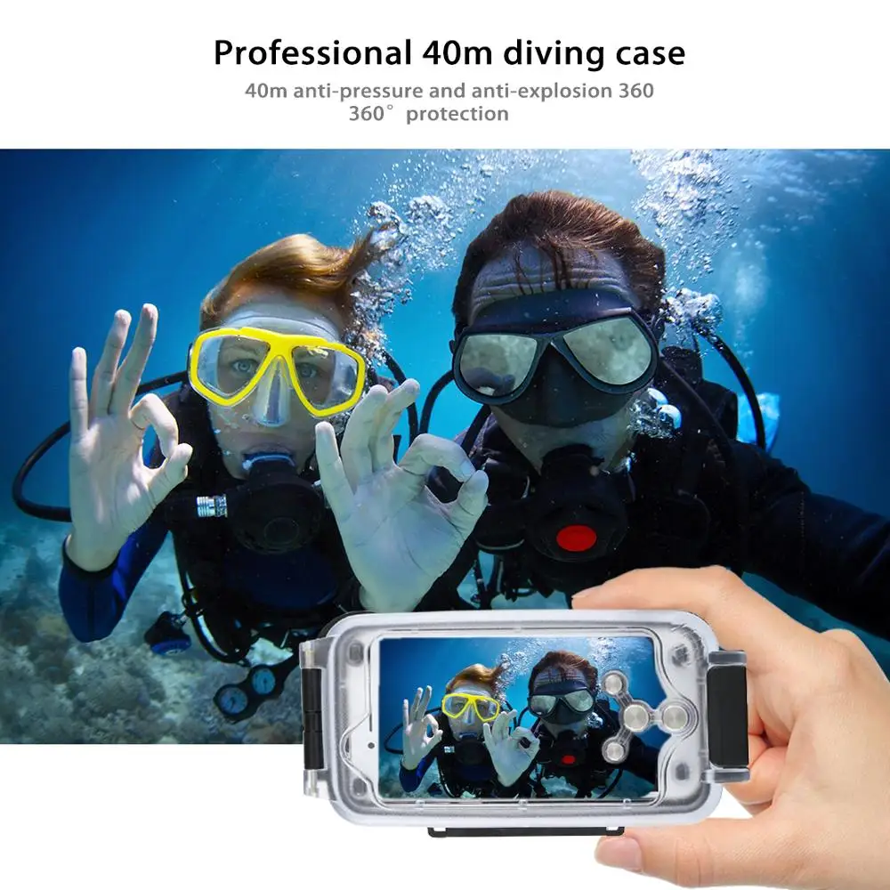 PULUZ 40 м водонепроницаемый чехол для дайвинга iPhone 7 8 7P 8P XR XS max фото и видео