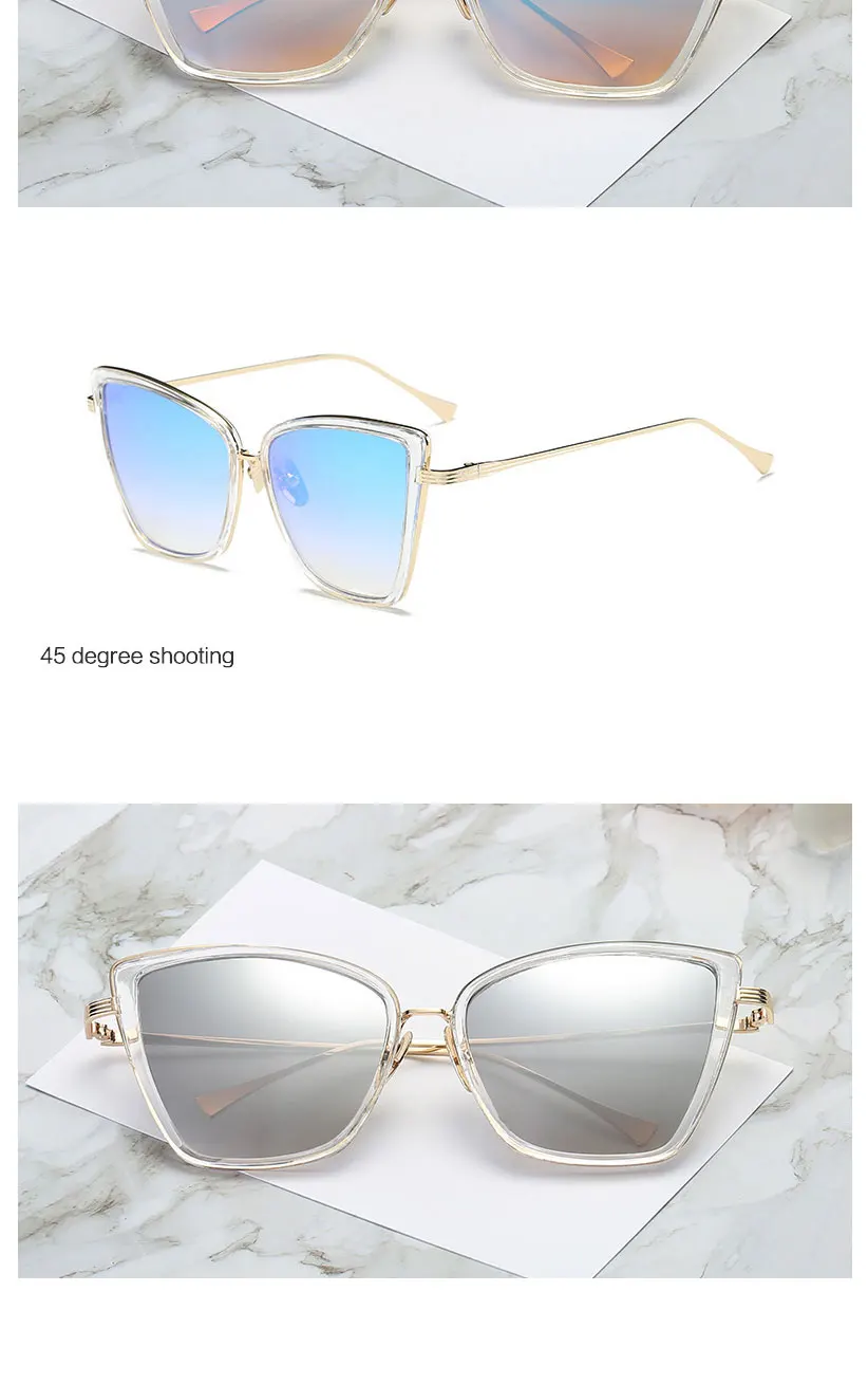 Новые брендовые дизайнерские солнцезащитные очки Cateye, женские винтажные металлические очки, зеркальные ретро очки Lunette De Soleil Femme UV400