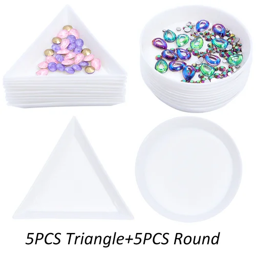 10pcs Round Triangle 1 Набор украшений для дизайна ногтей коробки для хранения+ стразы, ручка для раскрашивания+ наклейка для пасты, аксессуары для самостоятельного маникюра TR992 - Цвет: 10pcs Round Triangle