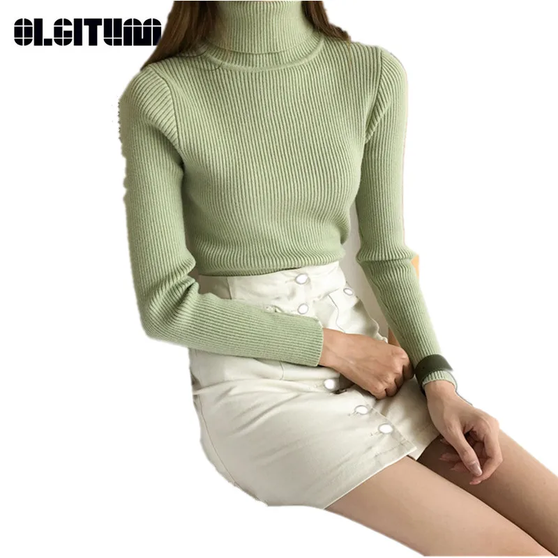 Women's Sweater Turtleneck Slim Solid Pullover for Lady Flexible Multi Color Optional SW692 | Женская одежда