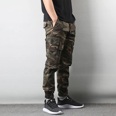 camouflage Японский стиль, модные эластичные мужские джинсы, с большим карманом, брюки-карго, камуфляжные военные штаны, хип-хоп штаны для бега, уличная одежда - Цвет: camouflage