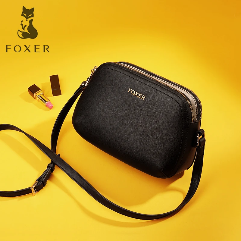FOXER брендовая модная женская сумка из спилка, Женская стильная маленькая сумка на плечо с клапаном, женские шикарные сумки-мессенджеры и сумки через плечо
