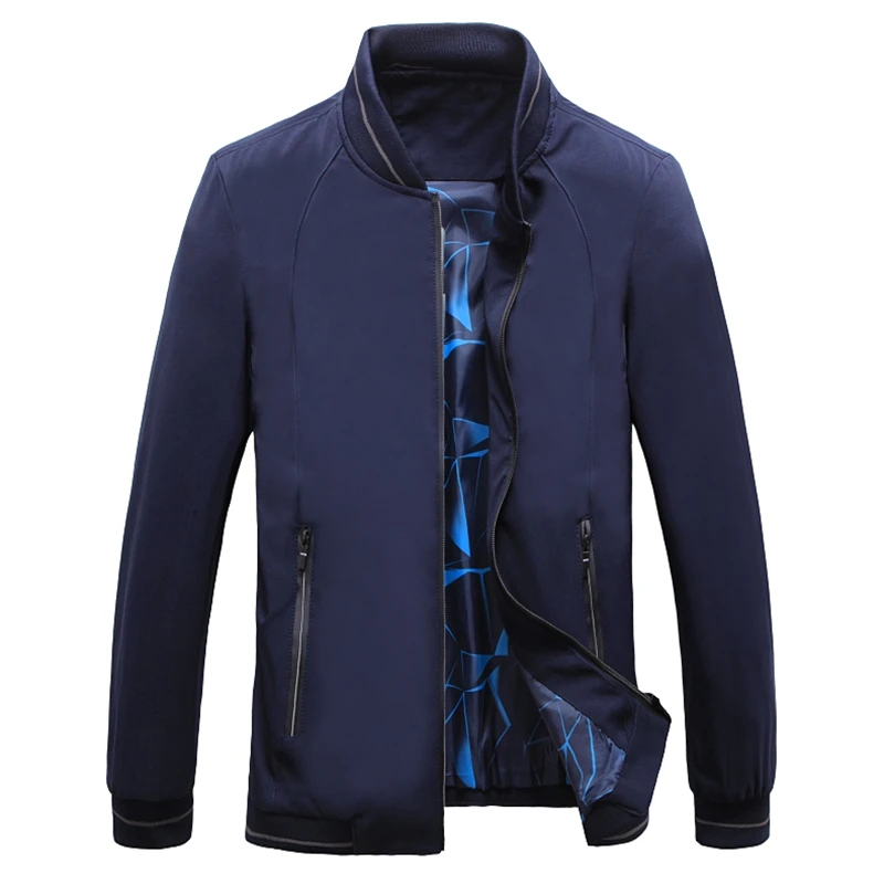 Осенняя мужская куртка среднего возраста с длинным рукавом Бейсбольный воротник