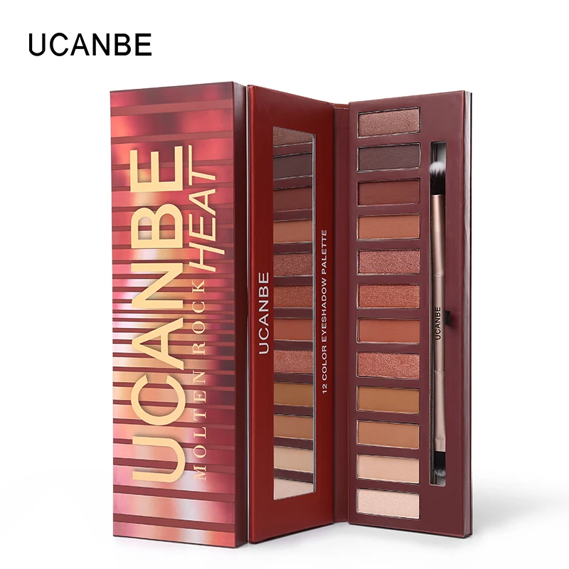 UCANBE Molten Rock Heat палитра теней для век 12 цветов матовые мерцающие тени для век телесный натуральный минеральный теплый красный дымчатый макияж с кистью