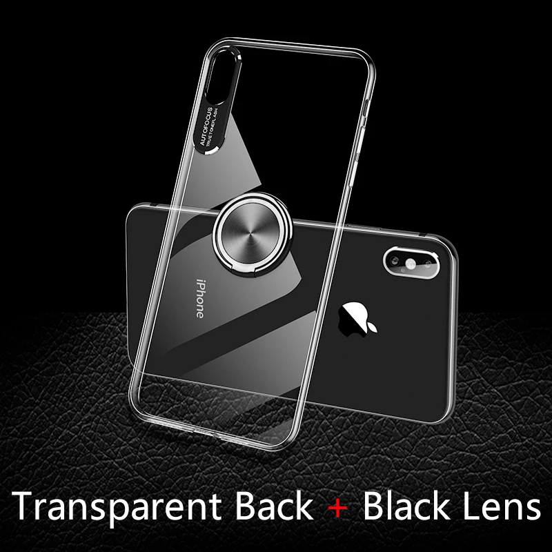 Transparent Black IHaitun Роскошный чехол для глаз для iPhone XS Чехлы для MAX XR кольцо держатель объектив протектор прозрачная задняя крышка для iPhone X 10 7 8 телефон - Цвет: Transparent Black