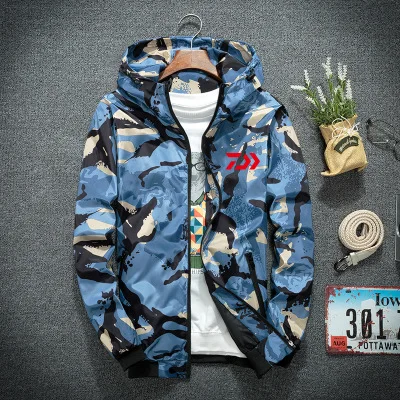 

2018 New Winter Daiwa Men Waterproof Camo Fishing Clothing Hooded Fishing Jacket Quick-Drying Coat Fishing Shirt