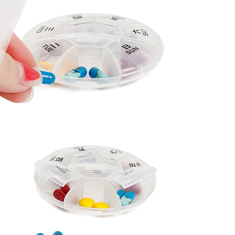 Круглый контейнер на 7 дней коробка для таблеток хранения Дорожный Чехол