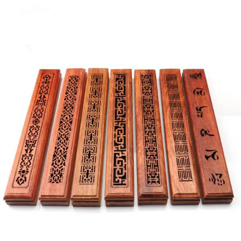 

Rosewood Sitck Incense Burner Wooden Handmade Crafts Aroma Box with Fireproof Cotton Smells Aromatherapy Holder for Home Decor