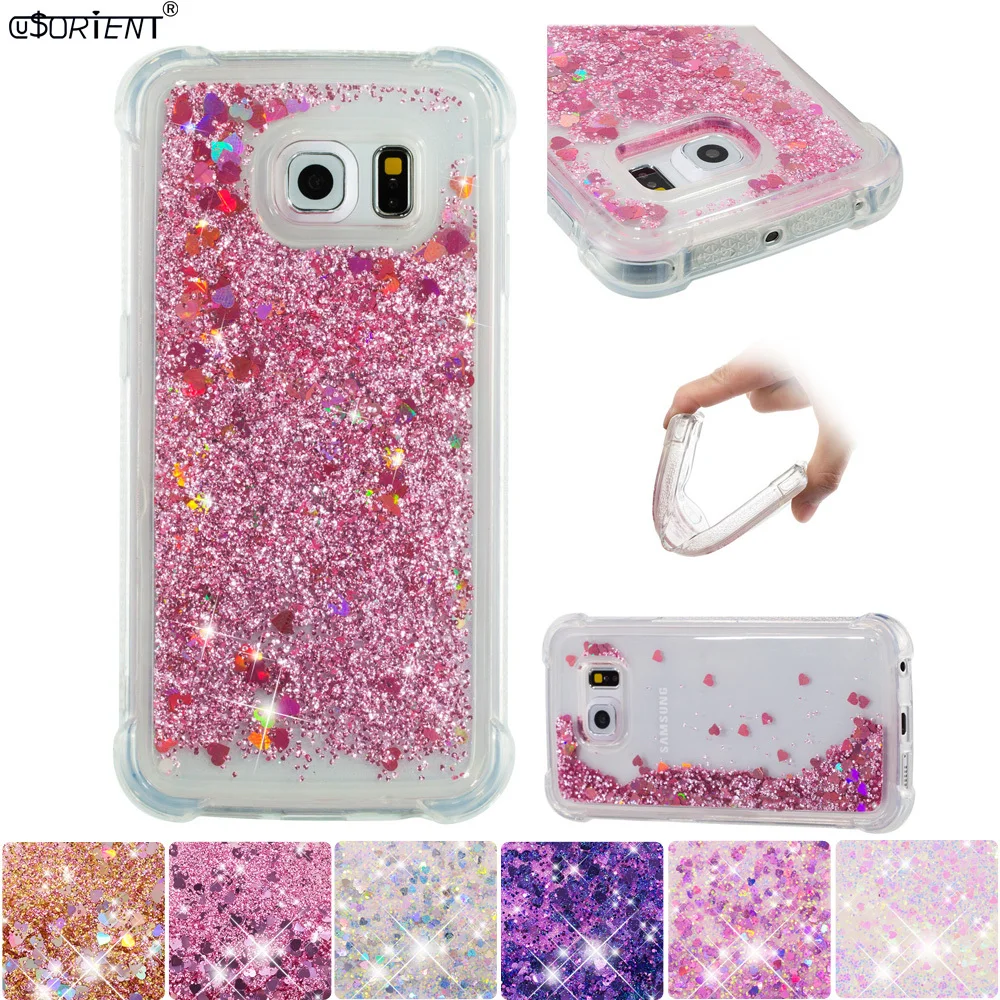Блестящий чехол для Samsung Galaxy S6 Edge Bling Dynamic Liquid Quicksand телефонная Обложка SM G925F мягкие