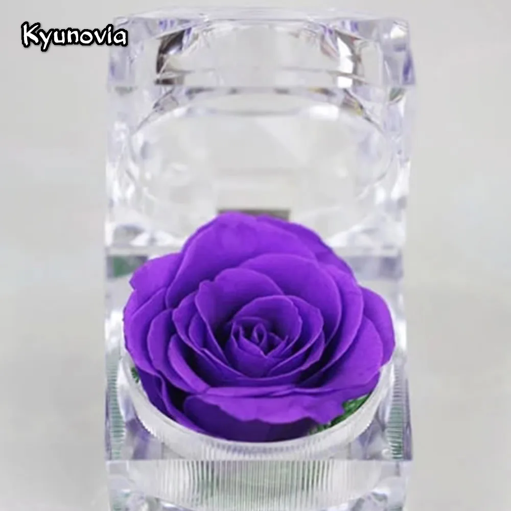 Kyunovia Мини акриловая коробка для колец 4 7*4 7 см сохраненный цветок розы