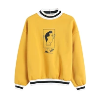 perhaps u yellow turtleneck character print sweatshirts pullovers casual think fleece h0015
