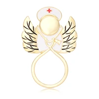 hot sale gold cardiogram stethoscope angel nurse magnetic eyeglass pin brooch glasses spectacles for rn graduation gift brooch
