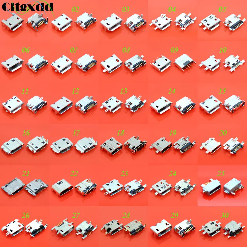 Cltgxdd 30 моделей шт. 5 контактный 7 разъем Micro USB для зарядки V8 Samsung Huawei Lenovo Phone