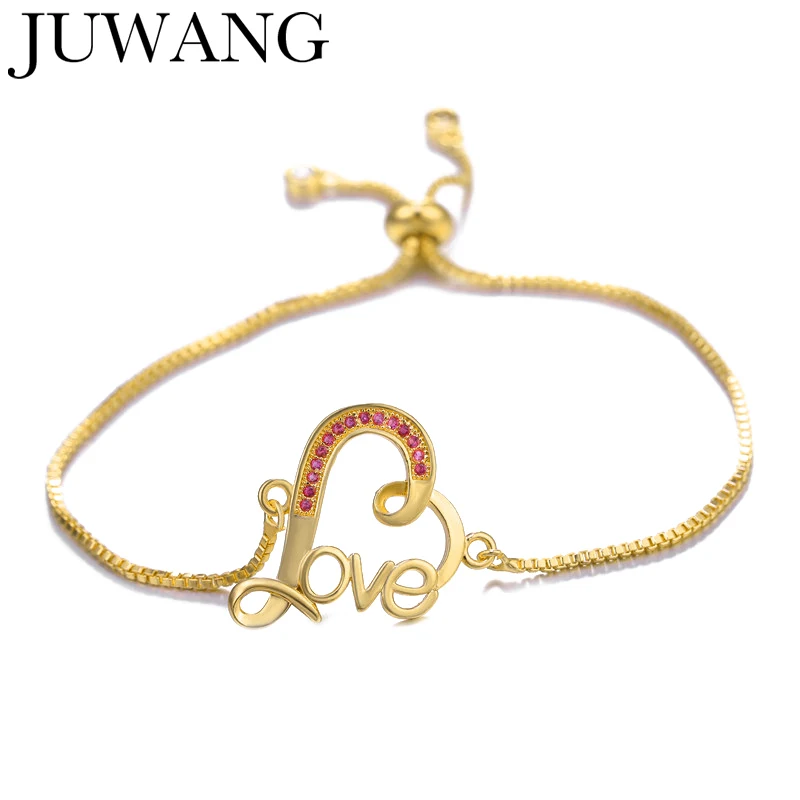 

Women letter Love Heart Shaped Charm Bracelets Silver Color AAA Zircon Lover Crystal Chain Bracelet Valentine's Day present