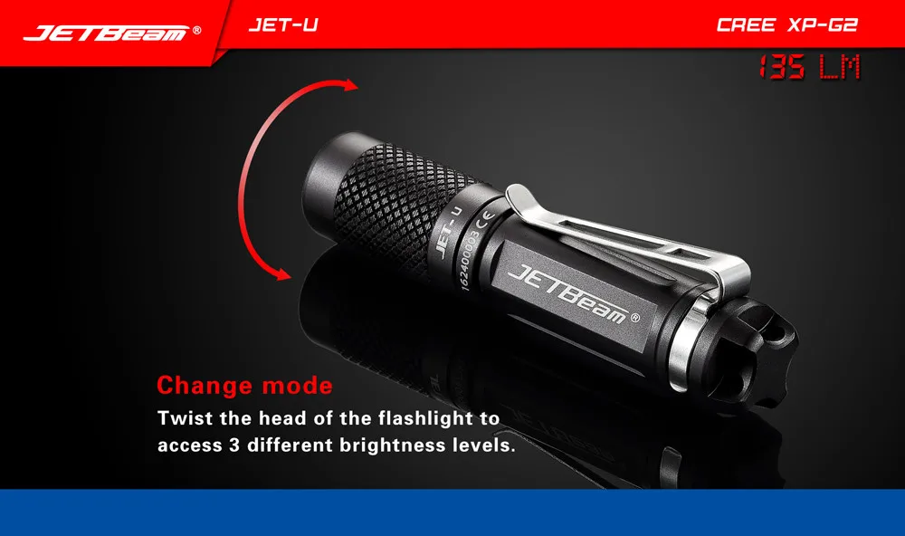 JETbeam JET-U(JET-) Cree XP-G2 135LM Мини Портативный Водонепроницаемый светодиодный фонарик