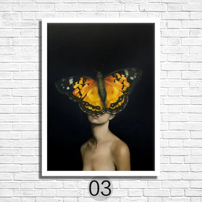 

Posters and Prints Flowers Feather Women Art Waterproof Ink Painting Canvas Wall Pictures For Living Room Home Decoration Acces
