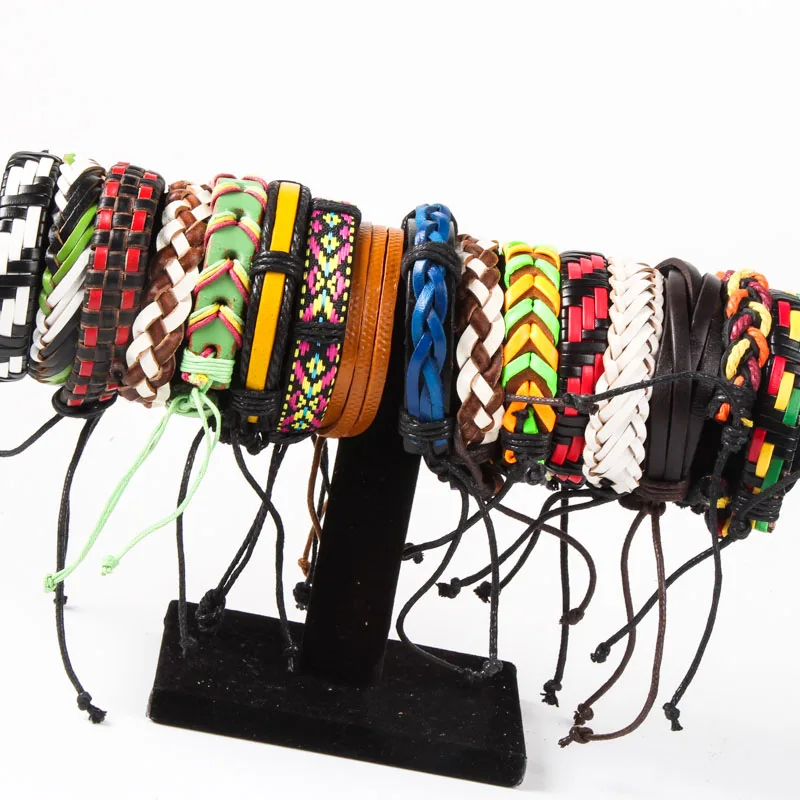 

Wholesale bulk 15 pieces leather rope bracelet leather belt hand rope hand-woven men and women can wear neutral bracelet gift