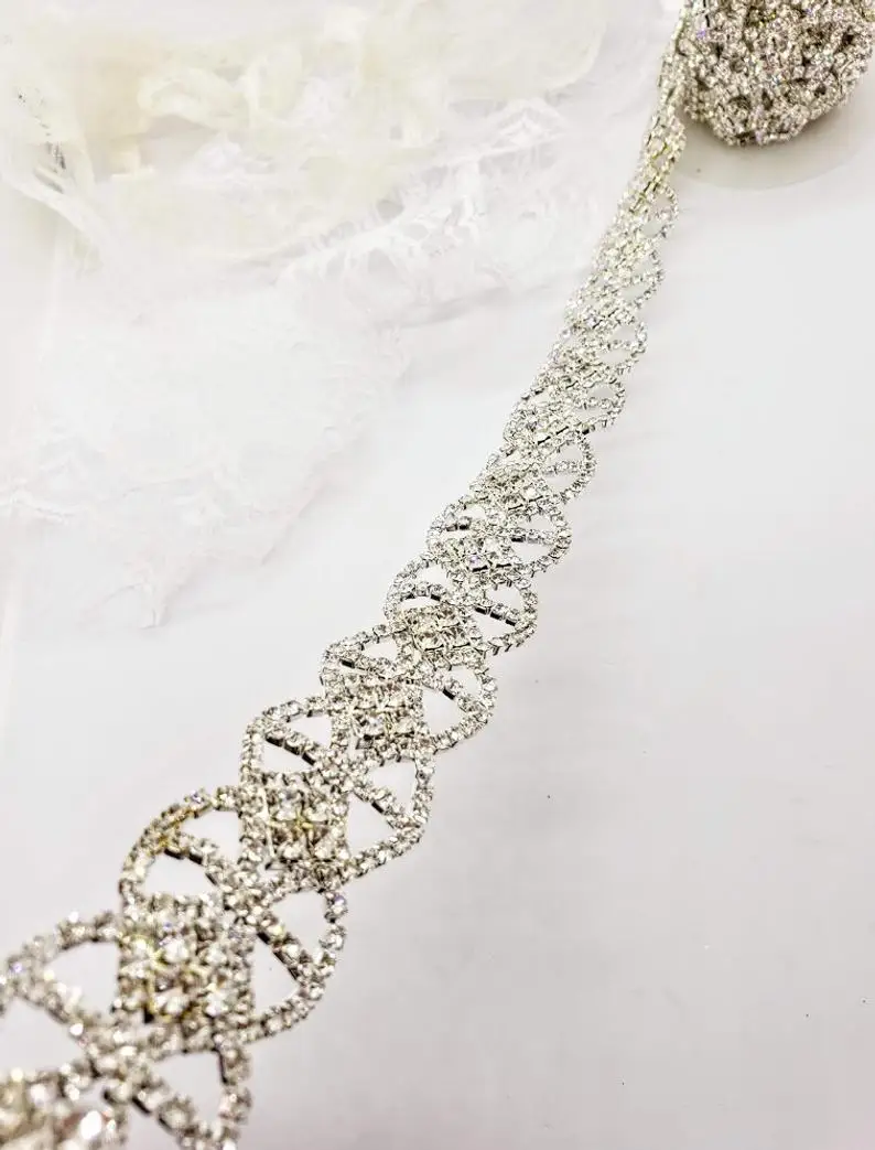 10 ярдов горный хрусталь отделка цепь аппликация серебро коготь розовое золото